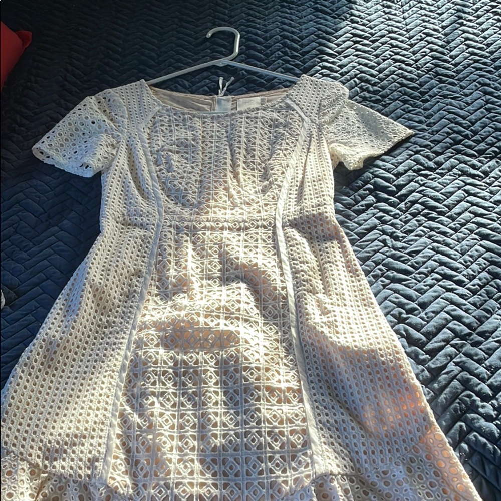 Like new HD in Paris Elegant white eyelet midi Dress from Anthropologie - Picture 5 of 15